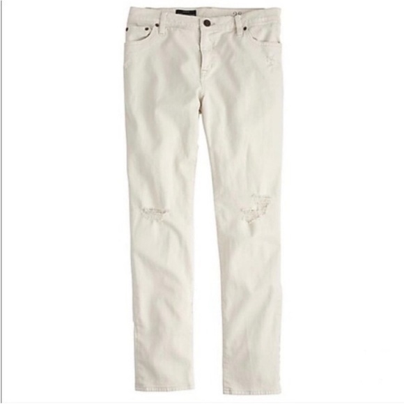 J.Crew Cropped Vintage Straight Cream Ivory Distressed Jeans Women’s Size 31” - Picture 1 of 6